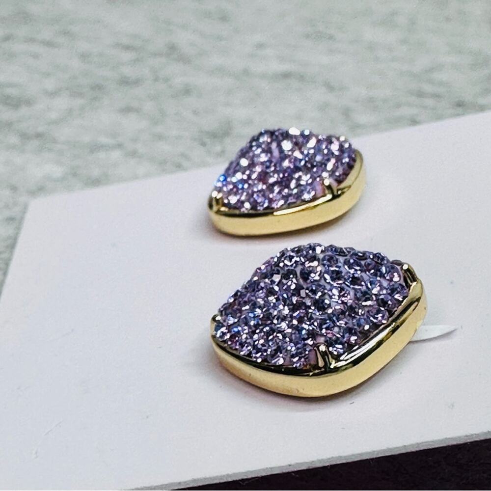 Kate Spade -Clay Pavé Square Stud Earrings, EUC, Violet and Gold - Picture 9 of 9